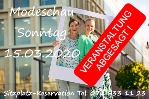 Modeschau So. 15.03.2020 14 Uhr